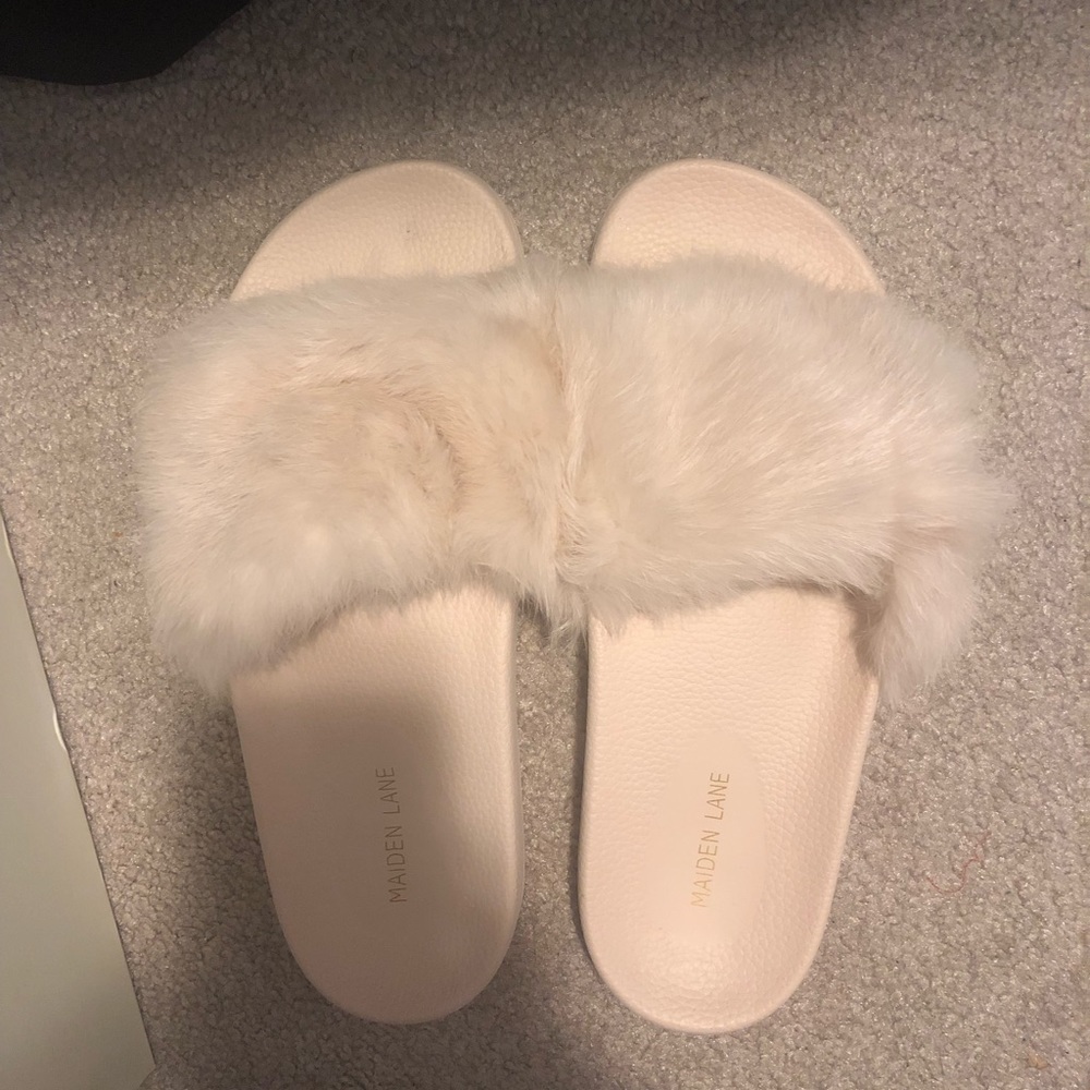 Pink fur slippers